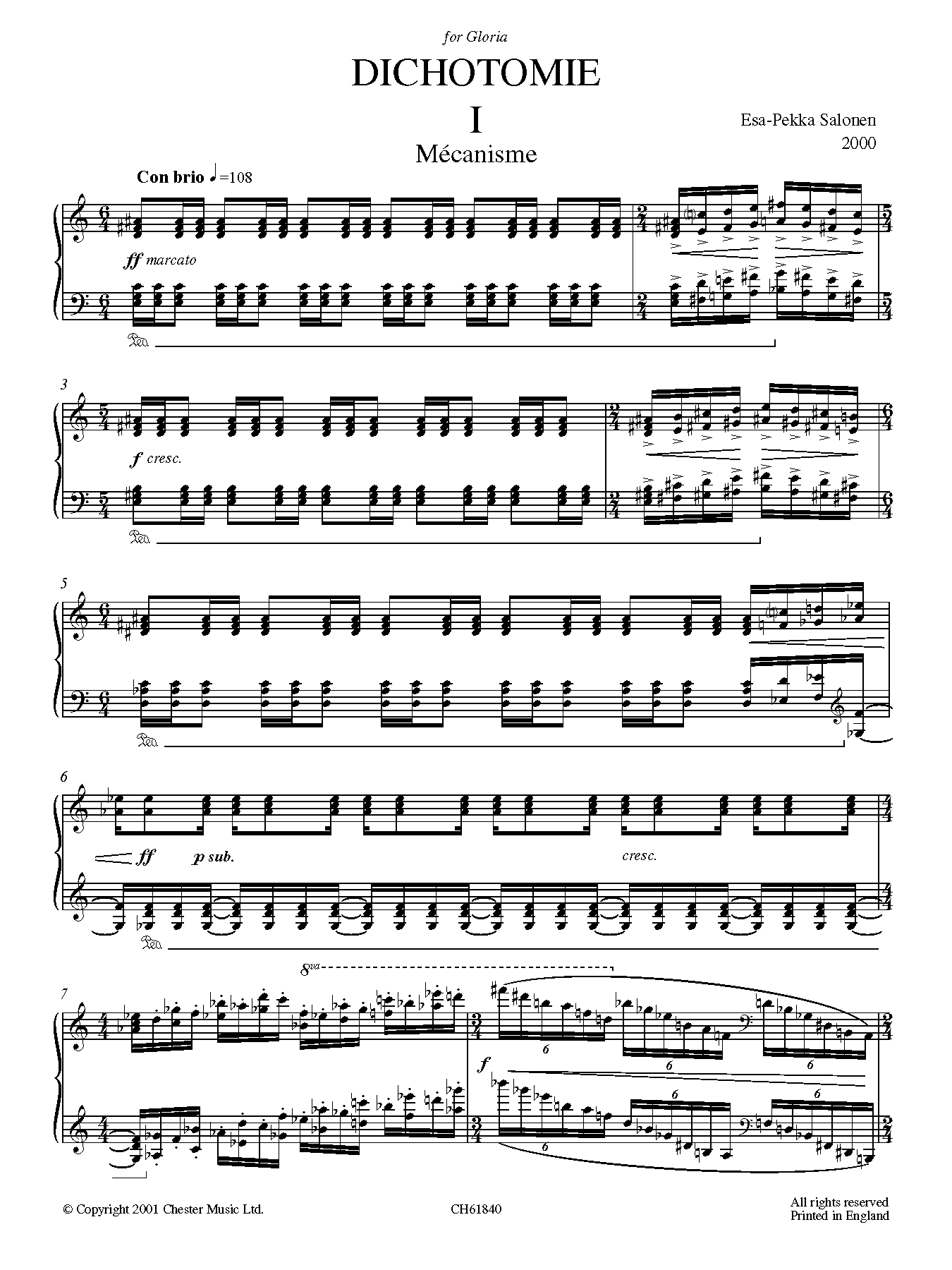 Download Esa-Pekka Salonen Dichotomie I - Méchanisme Sheet Music and learn how to play Piano PDF digital score in minutes