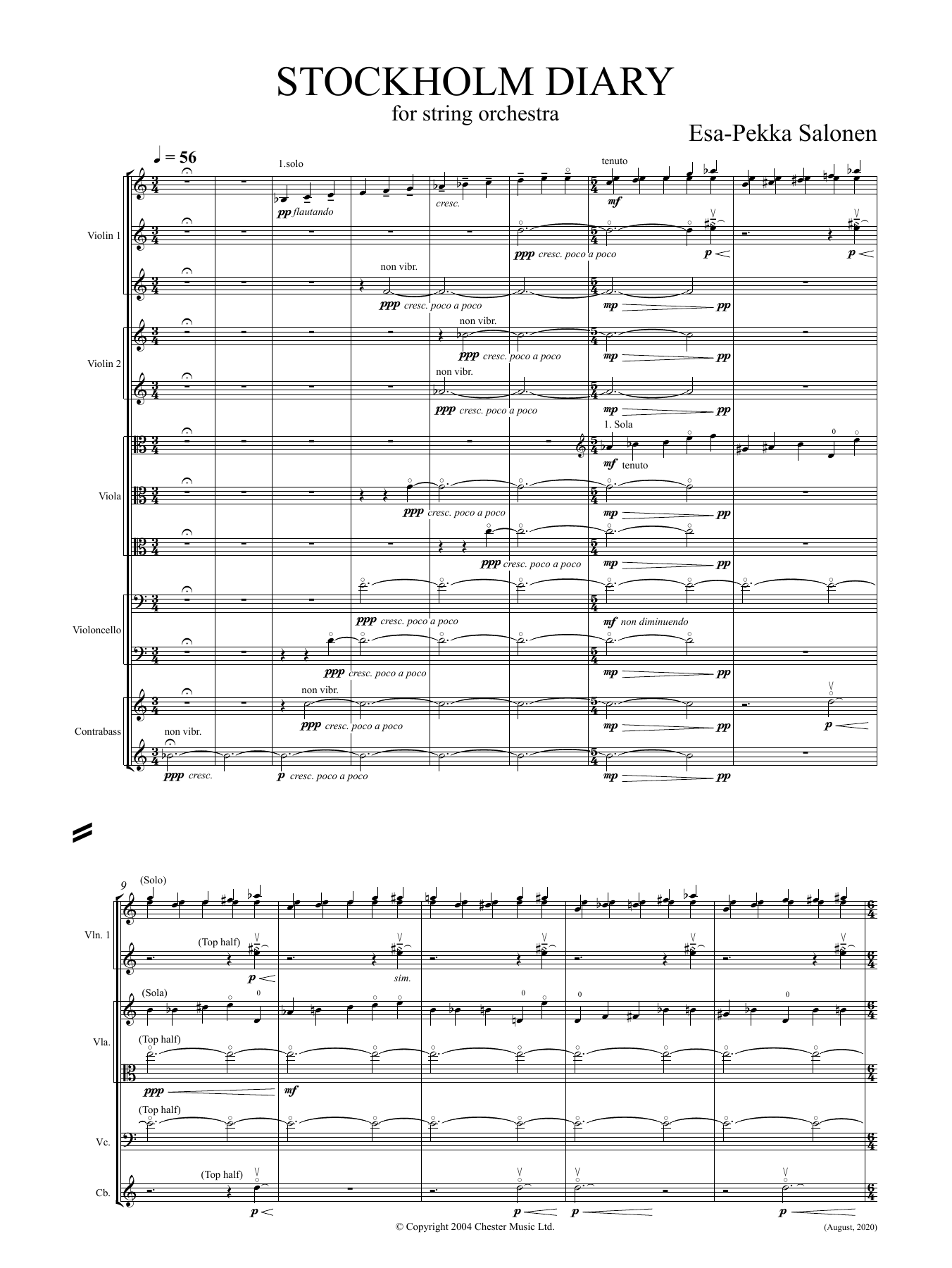 Download Esa-Pekka Salonen Stockholm Diary (Study Score) Sheet Music and learn how to play String Ensemble PDF digital score in minutes