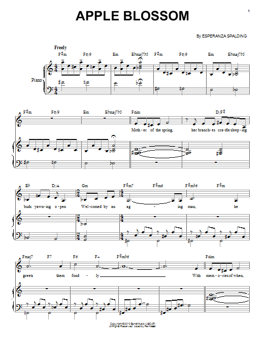 Download Esperanza Spalding Apple Blossom Sheet Music and learn how to play Piano & Vocal PDF digital score in minutes