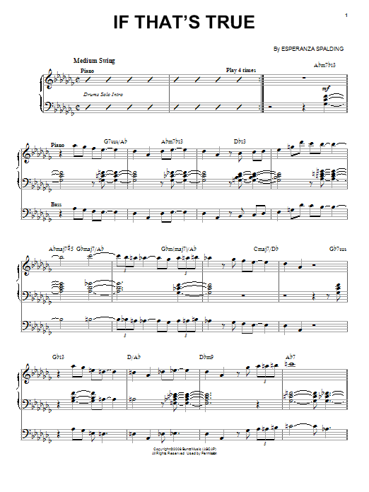 Download Esperanza Spalding If That's True Sheet Music and learn how to play Piano & Vocal PDF digital score in minutes