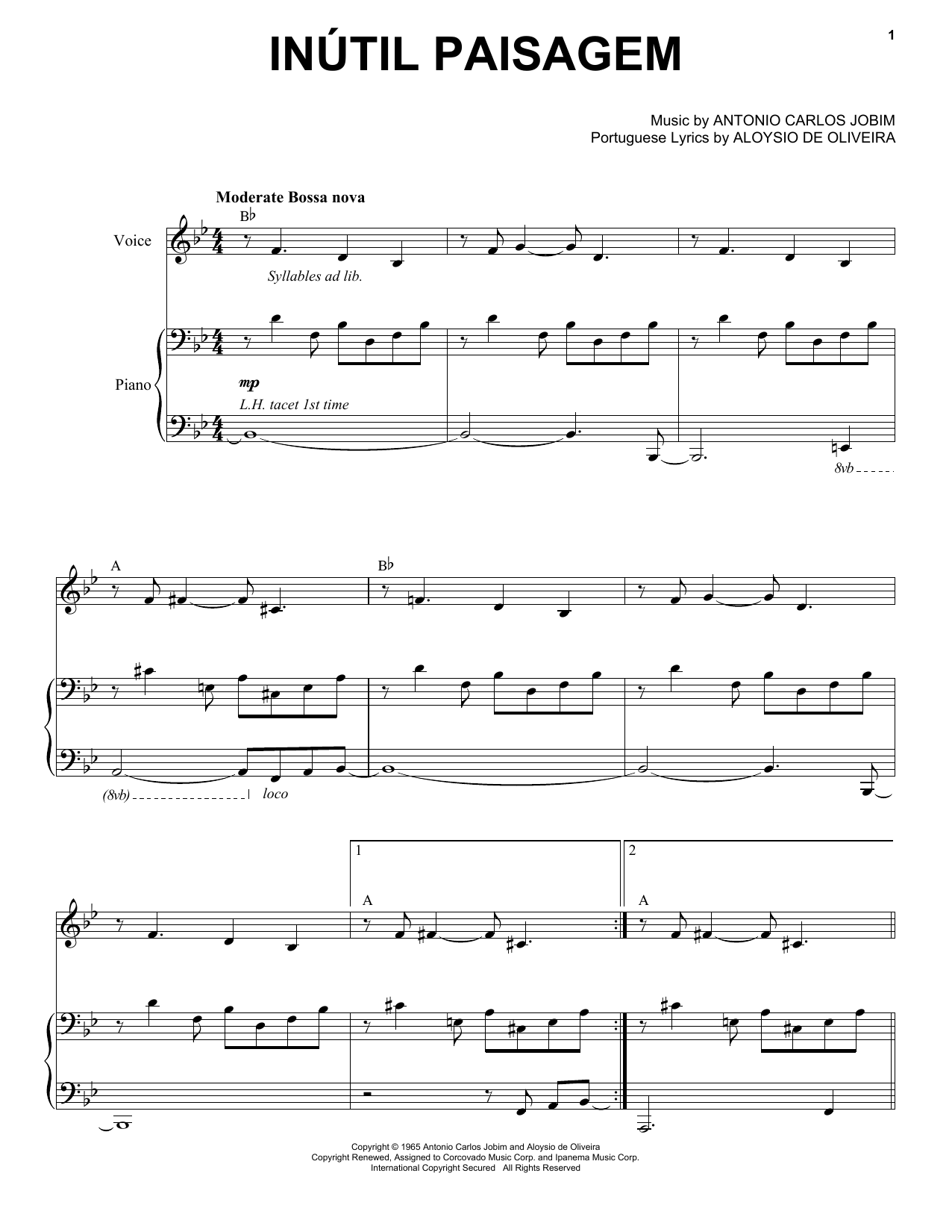 Download Esperanza Spalding Inutil Paisagem Sheet Music and learn how to play Piano & Vocal PDF digital score in minutes
