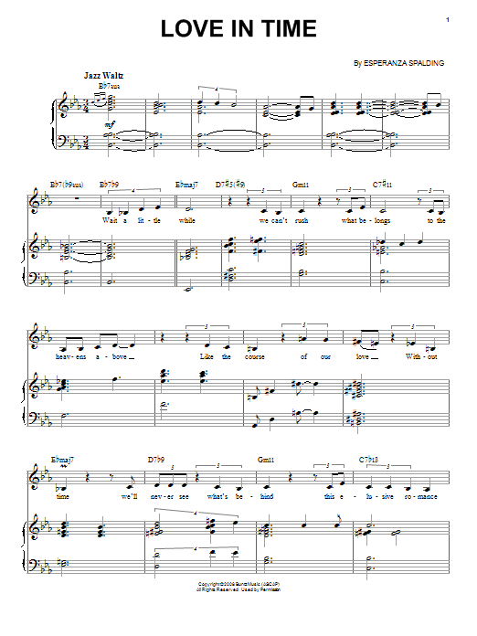 Download Esperanza Spalding Love In Time Sheet Music and learn how to play Piano & Vocal PDF digital score in minutes