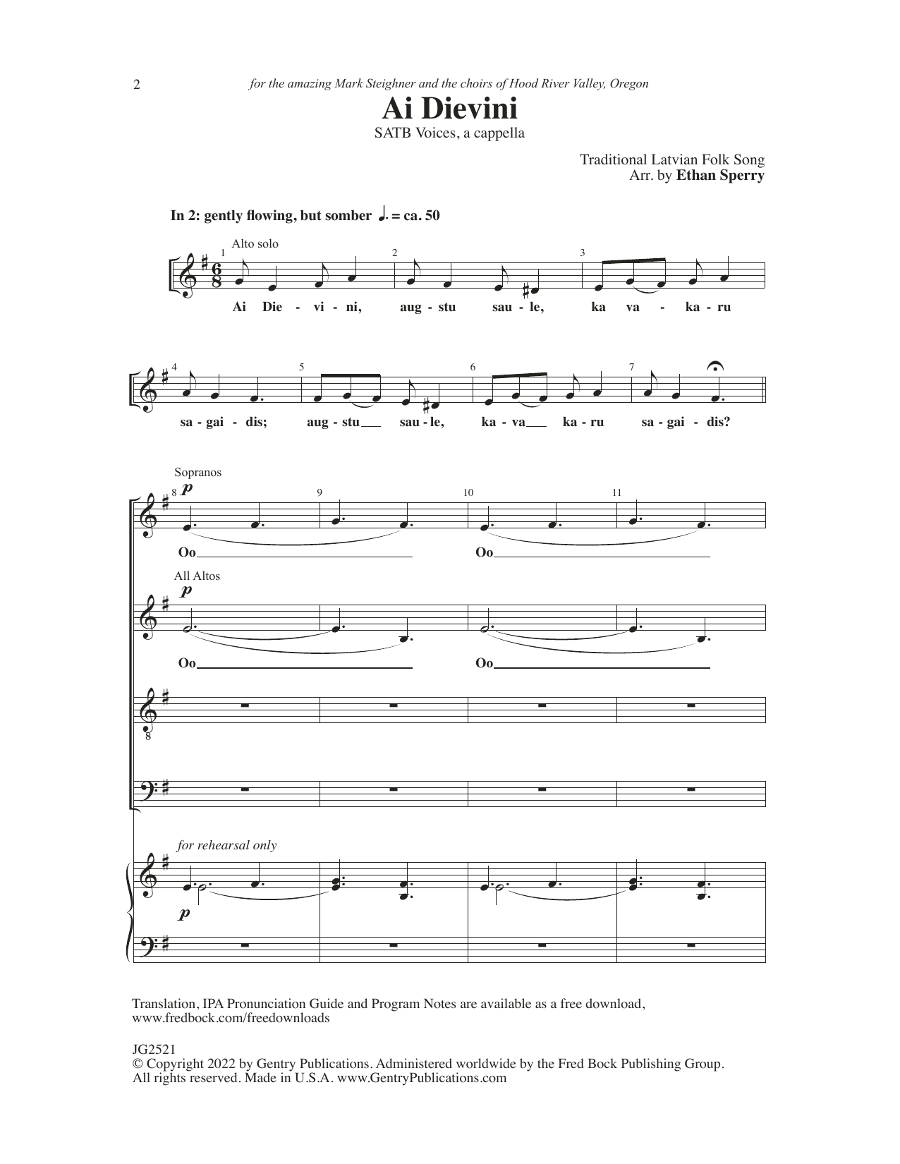 Download Ethan Sperry Ai Dievini Sheet Music and learn how to play SATB Choir PDF digital score in minutes