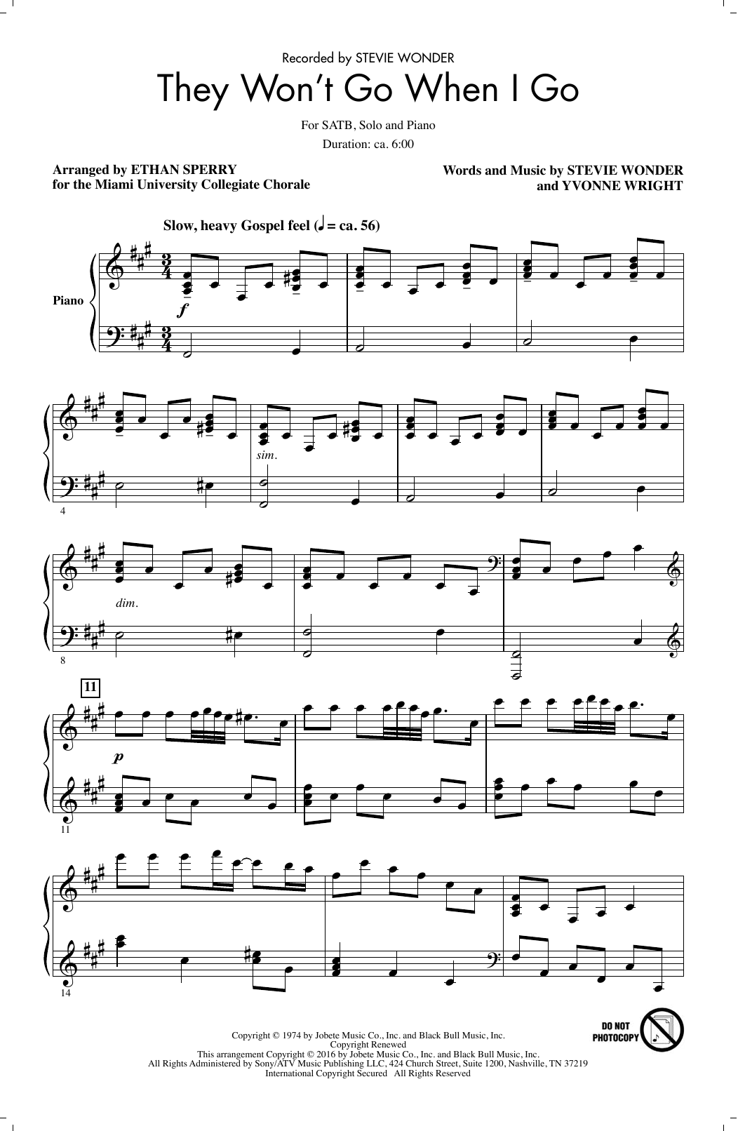 Download Ethan Sperry They Won't Go When I Go Sheet Music and learn how to play Choral PDF digital score in minutes