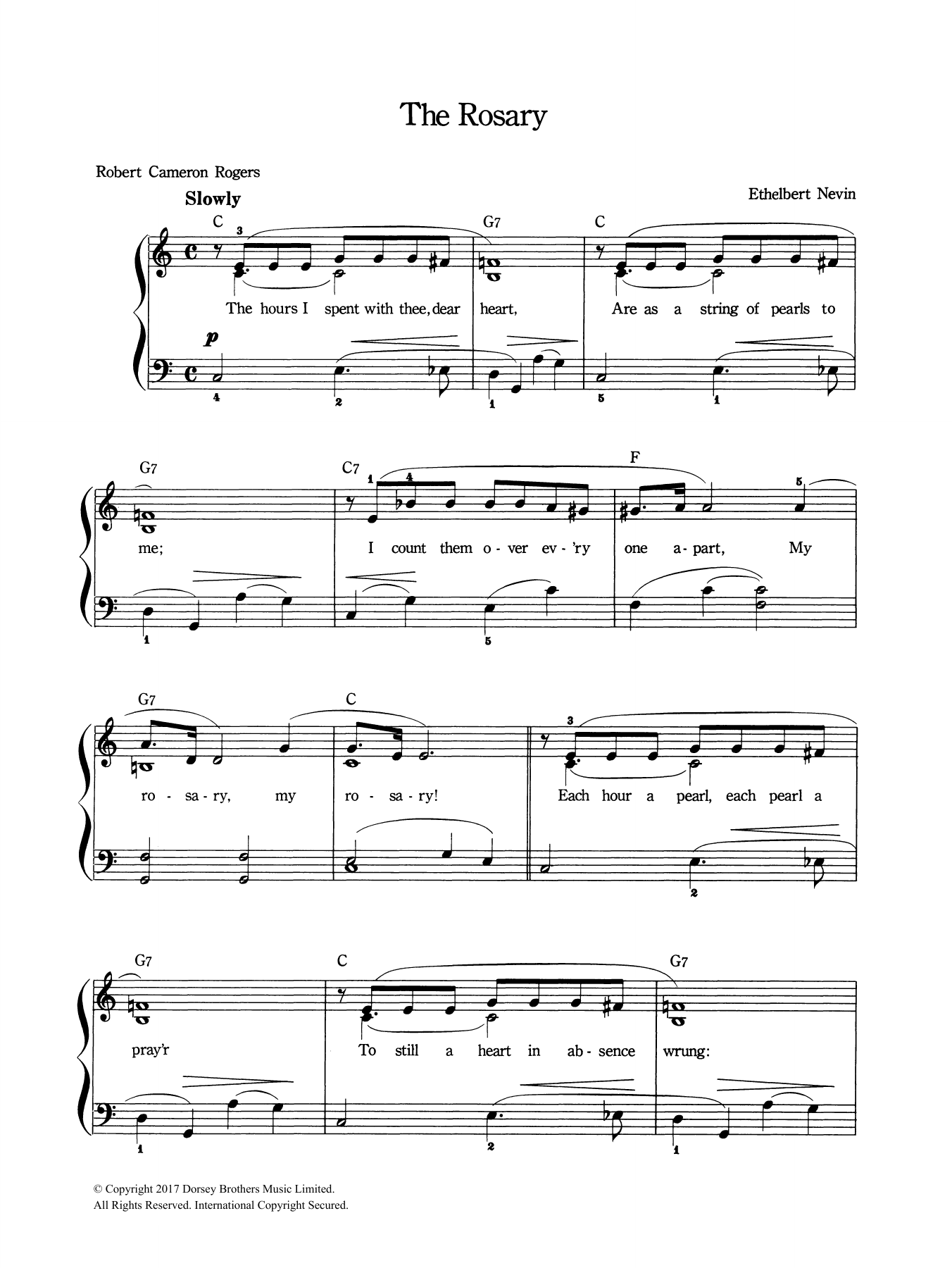Download Ethelbert Nevin The Rosary Sheet Music and learn how to play Piano & Vocal PDF digital score in minutes