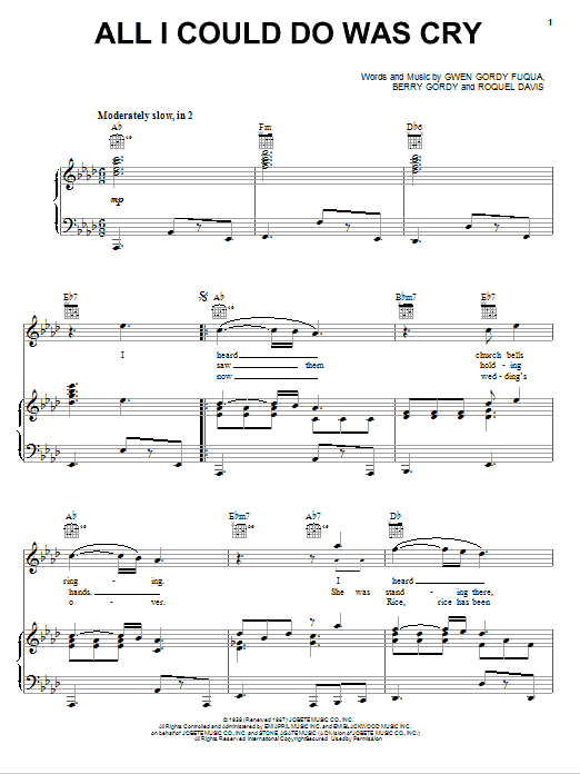 Download Etta James All I Could Do Was Cry Sheet Music and learn how to play Piano & Vocal PDF digital score in minutes