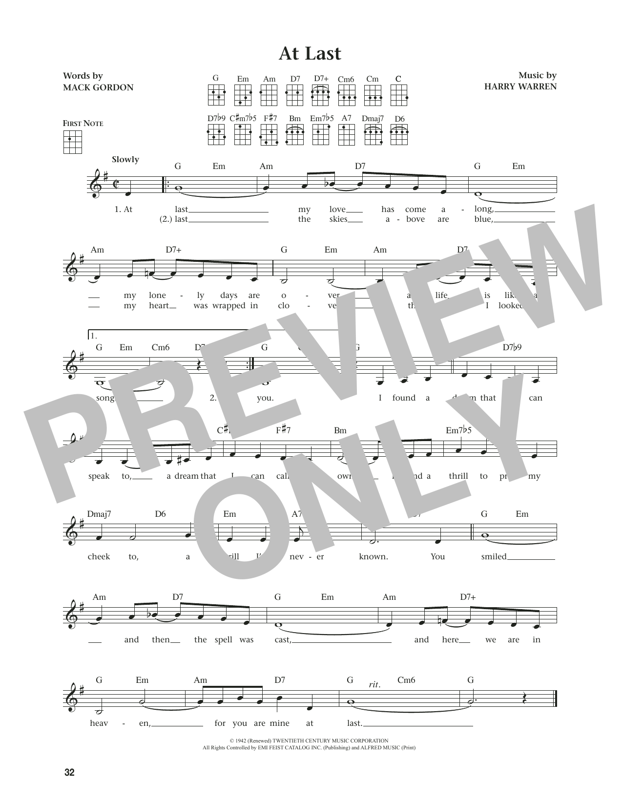 Download Etta James At Last (from The Daily Ukulele) (arr. Jim Beloff) Sheet Music and learn how to play Ukulele PDF digital score in minutes