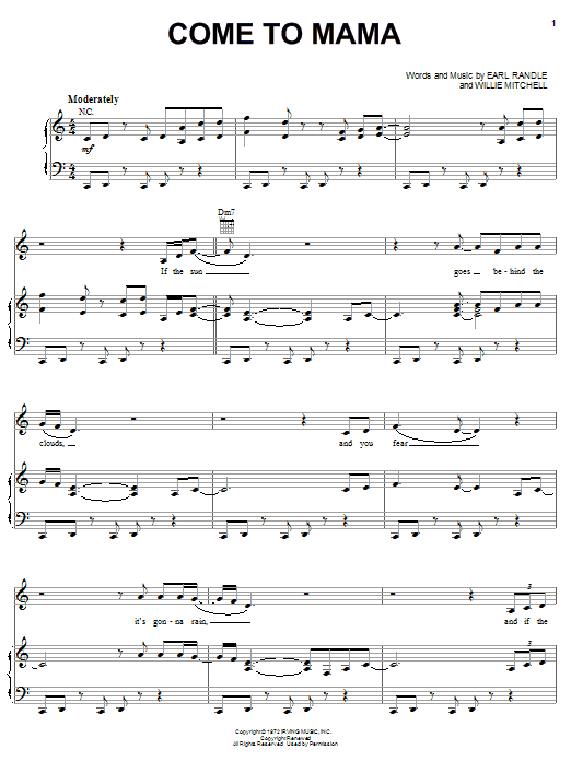 Download Etta James Come To Mama Sheet Music and learn how to play Piano, Vocal & Guitar (Right-Hand Melody) PDF digital score in minutes