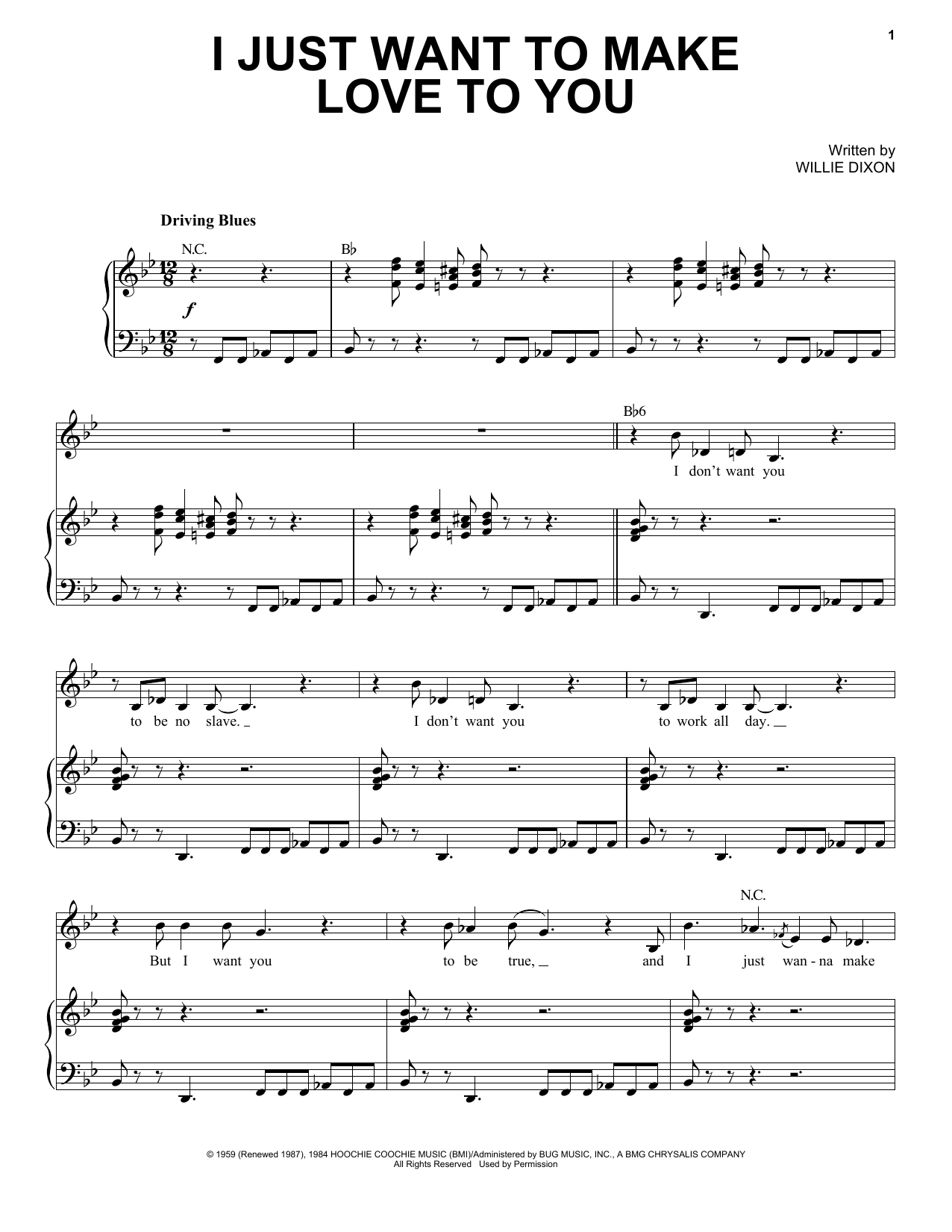 Download Etta James I Just Want To Make Love To You Sheet Music and learn how to play Lyrics & Chords PDF digital score in minutes