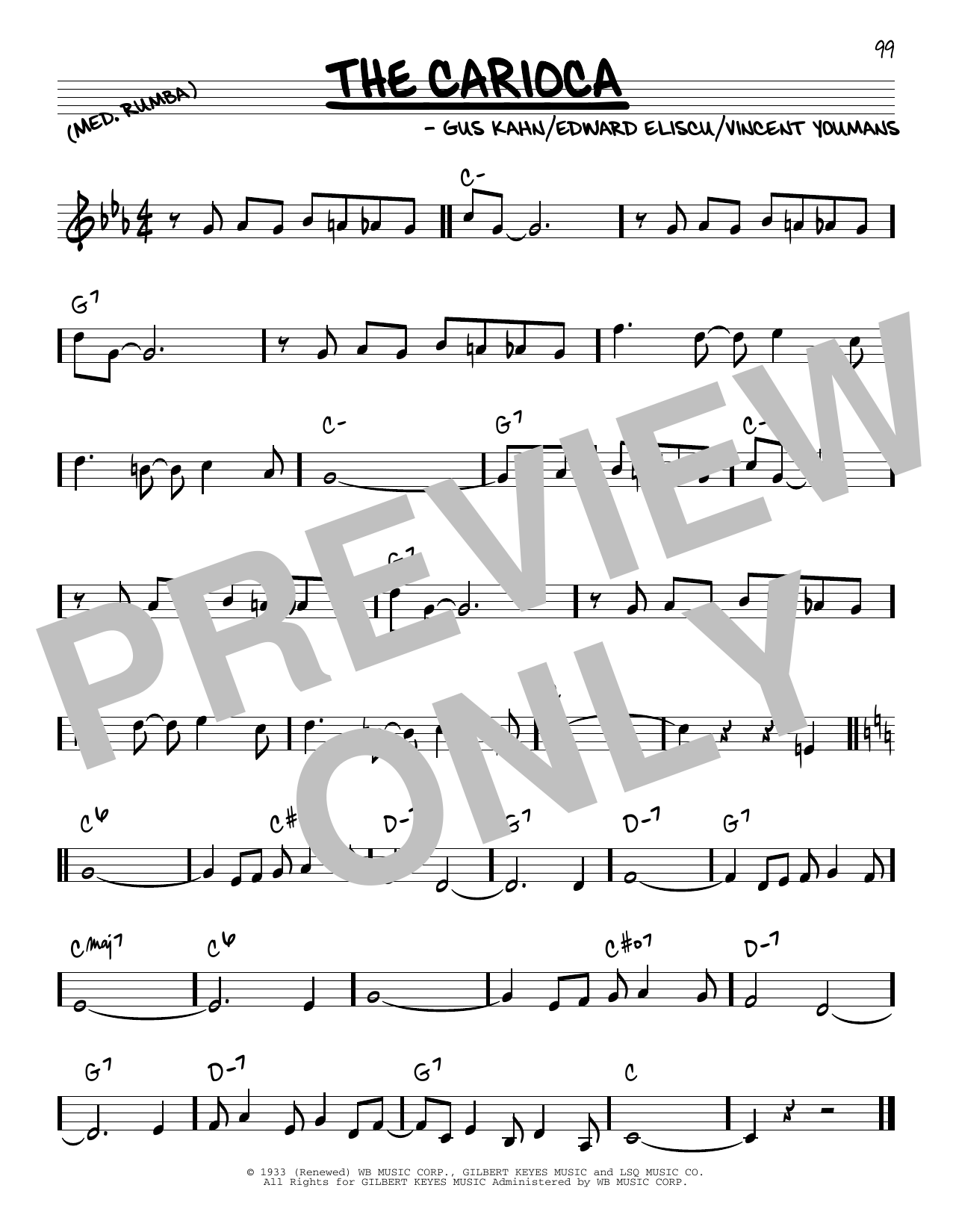 Download Etta Moten The Carioca Sheet Music and learn how to play Real Book – Melody & Chords PDF digital score in minutes