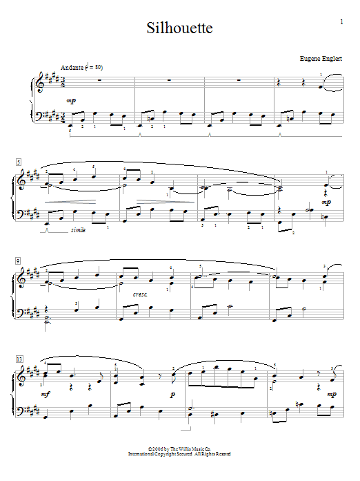 Download Eugene Englert Silhouette Sheet Music and learn how to play Easy Piano PDF digital score in minutes