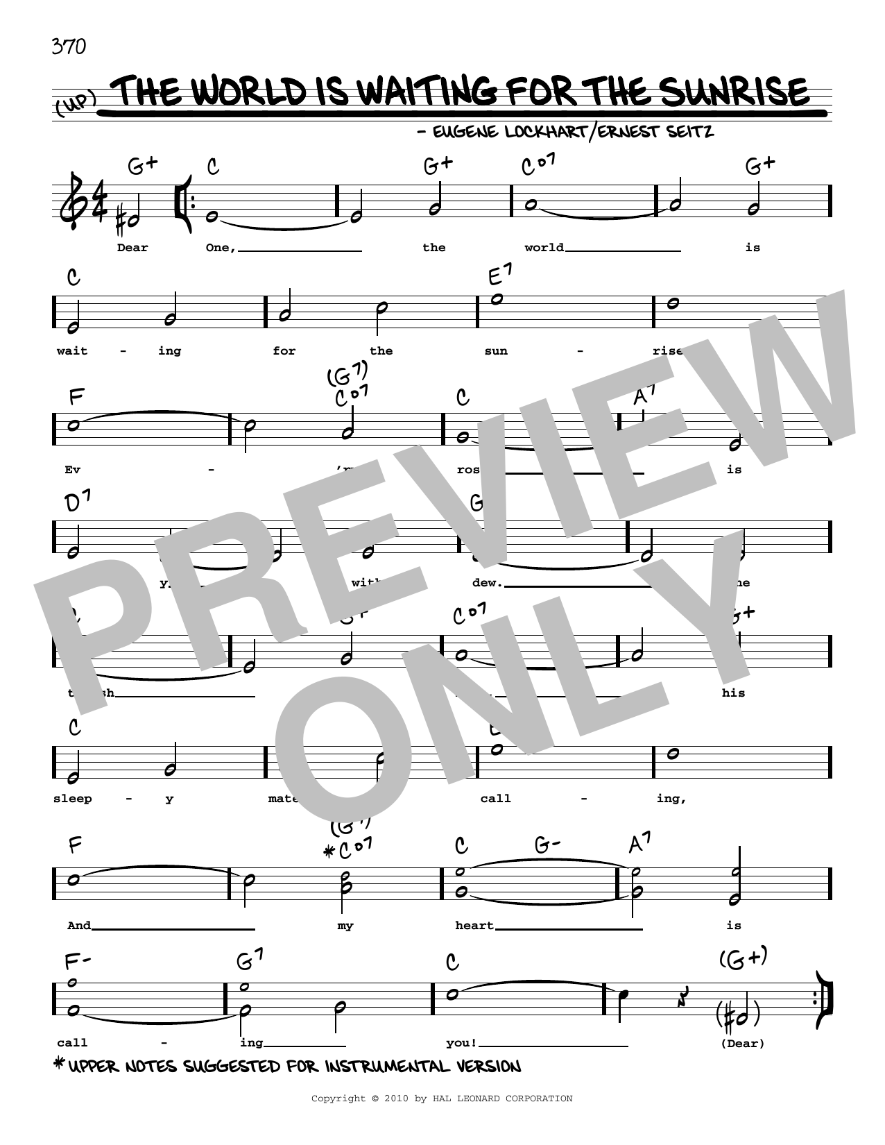 Download Eugene Lockhart The World Is Waiting For The Sunrise (arr. Robert Rawlins) Sheet Music and learn how to play Real Book – Melody, Lyrics & Chords PDF digital score in minutes