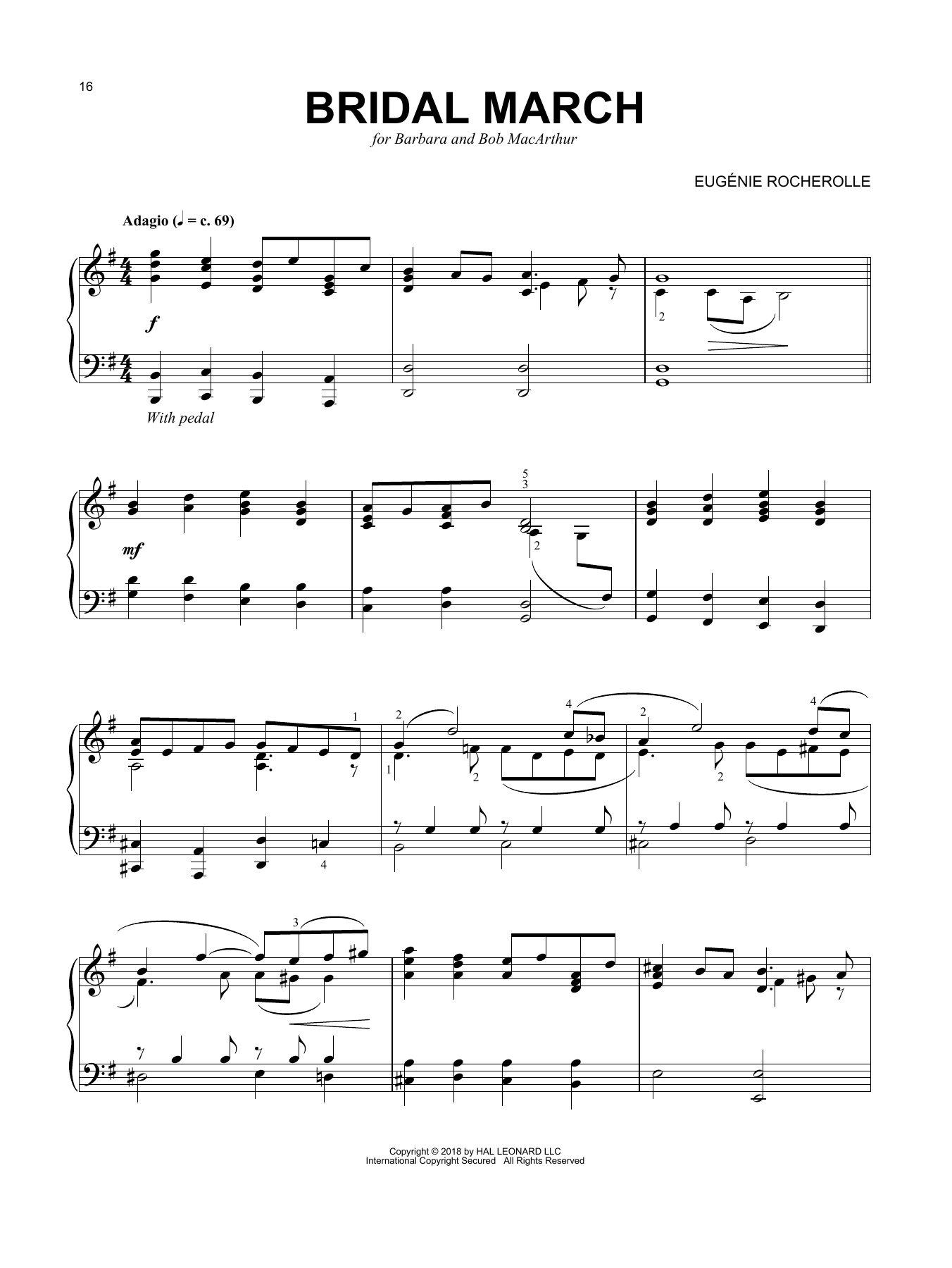 Download Eugénie Rocherolle Bridal March Sheet Music and learn how to play Piano Solo PDF digital score in minutes