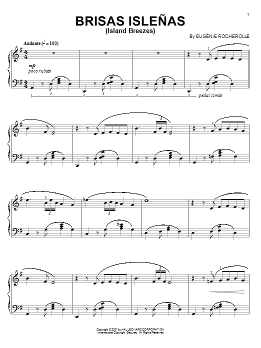Download Eugenie Rocherolle Brisas Islenas (Island Breezes) Sheet Music and learn how to play Piano PDF digital score in minutes