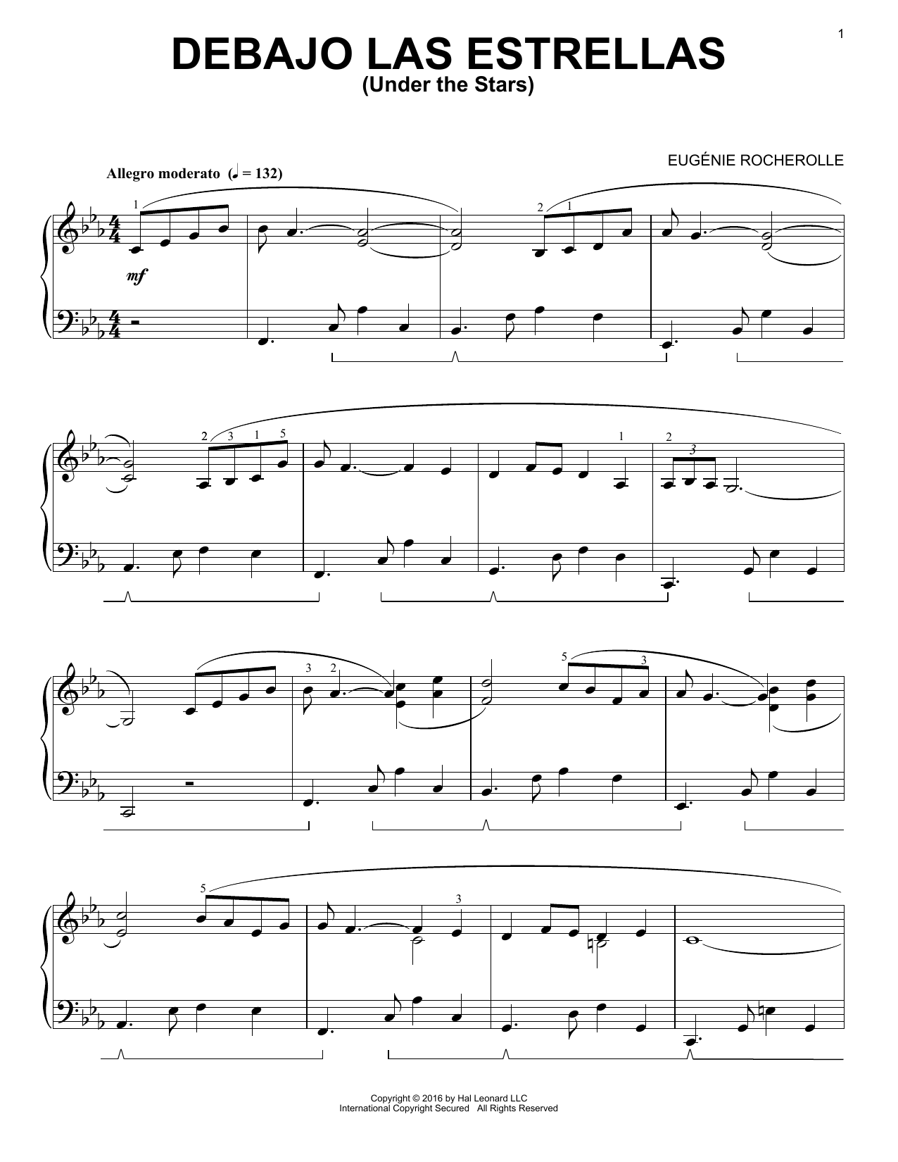 Download Eugénie Rocherolle Debajo Las Estrellas Sheet Music and learn how to play Piano PDF digital score in minutes
