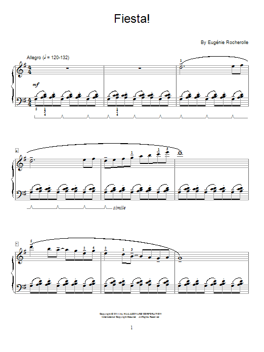 Download Eugenie Rocherolle Fiesta! Sheet Music and learn how to play Easy Piano PDF digital score in minutes