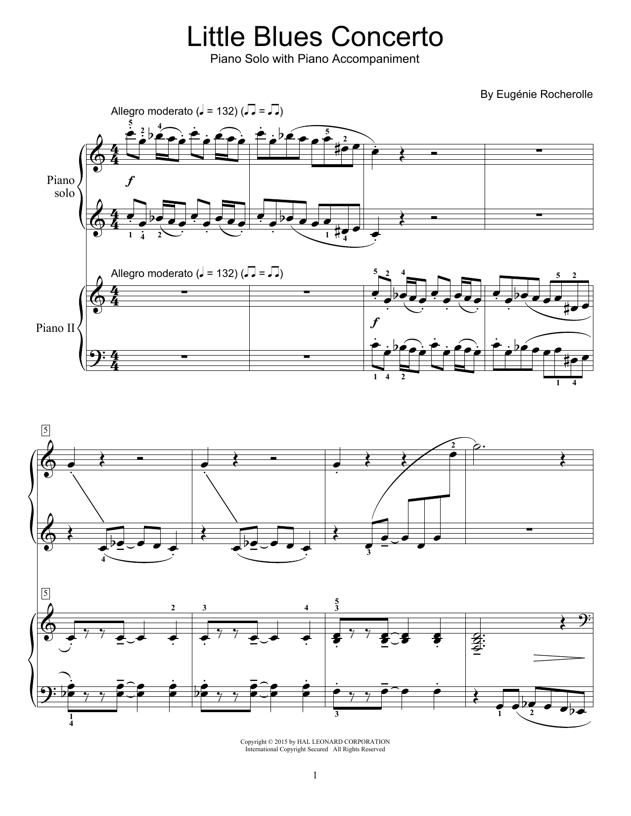 Download Eugenie Rocherolle Little Blues Concerto Sheet Music and learn how to play Piano Duet PDF digital score in minutes