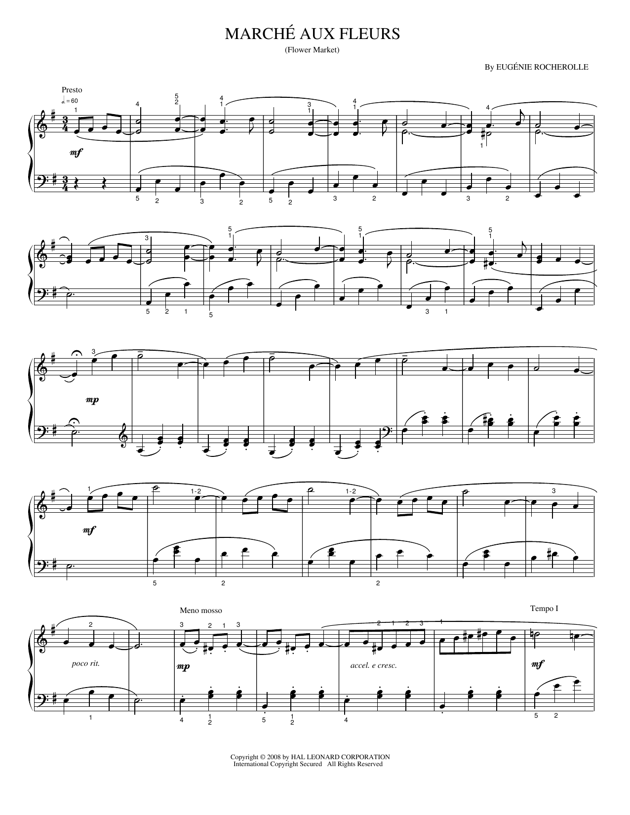 Download Eugénie Rocherolle Marché aux Fleurs Sheet Music and learn how to play Piano Solo PDF digital score in minutes