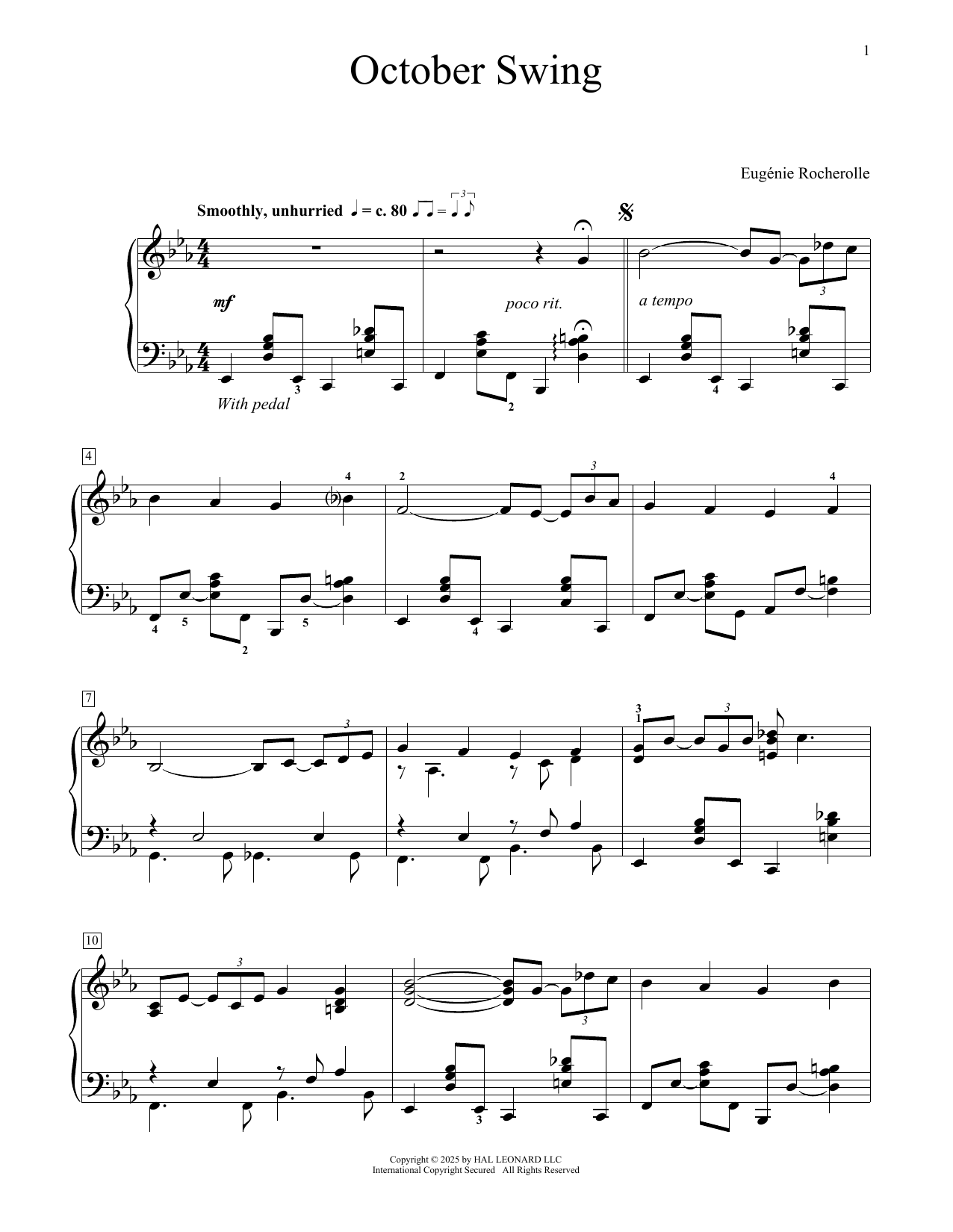 Download Eugenie Rocherolle October Swing Sheet Music and learn how to play Educational Piano PDF digital score in minutes