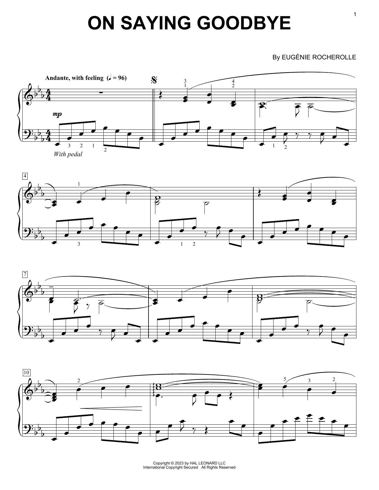 Download Eugénie Rocherolle On Saying Goodbye Sheet Music and learn how to play Piano Solo PDF digital score in minutes