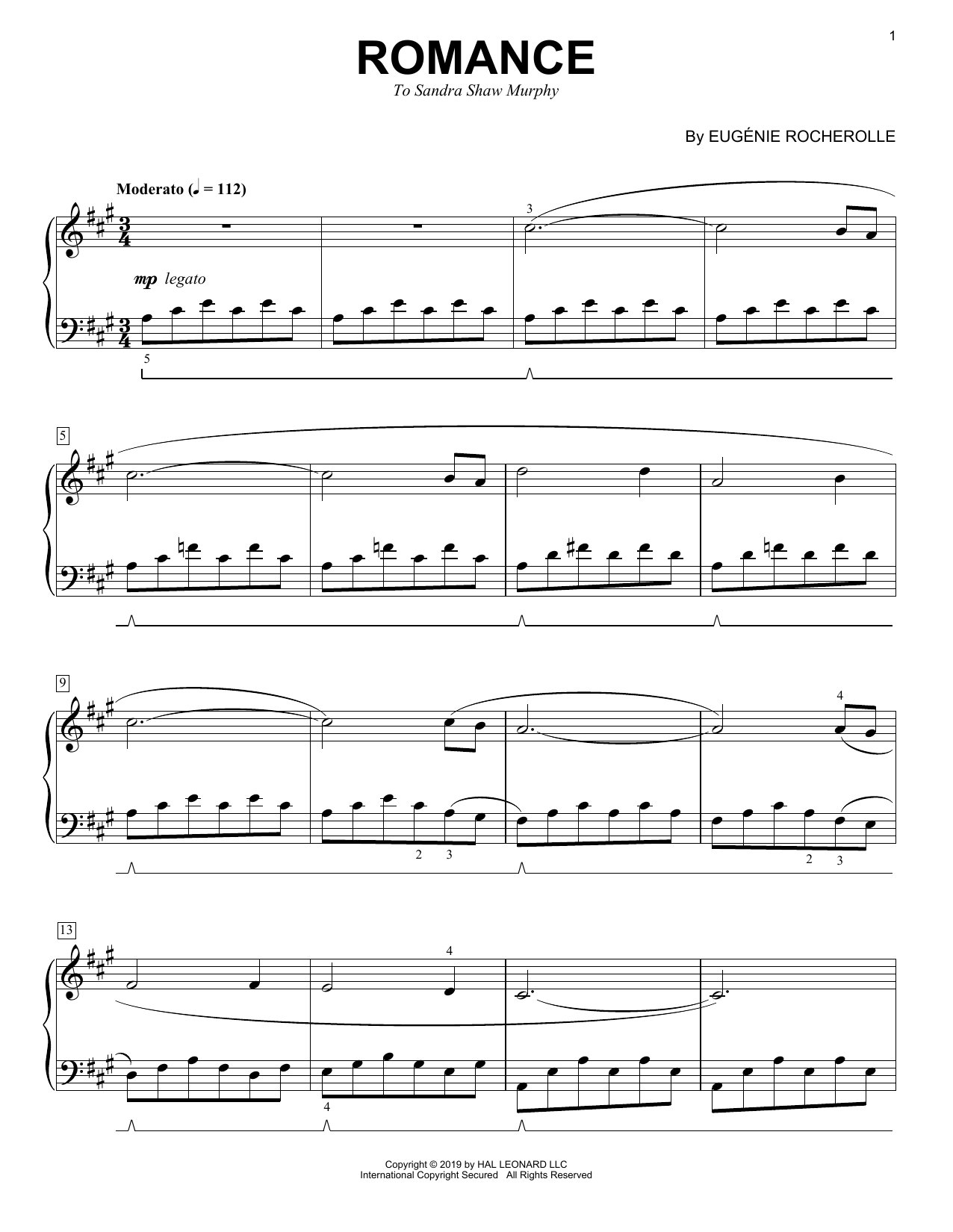 Download Eugénie Rocherolle Romance Sheet Music and learn how to play Piano Solo PDF digital score in minutes