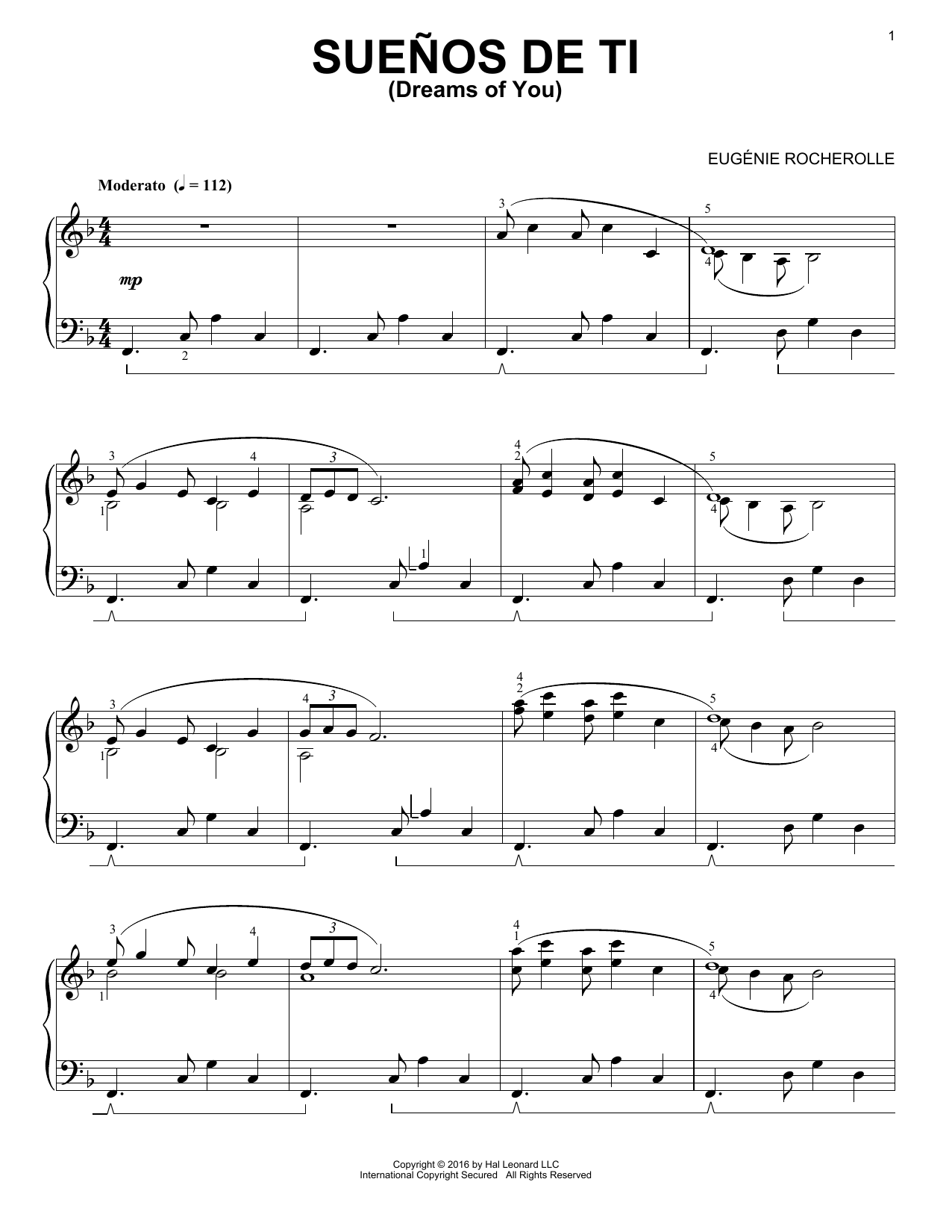Download Eugénie Rocherolle Suenos de Ti Sheet Music and learn how to play Piano PDF digital score in minutes