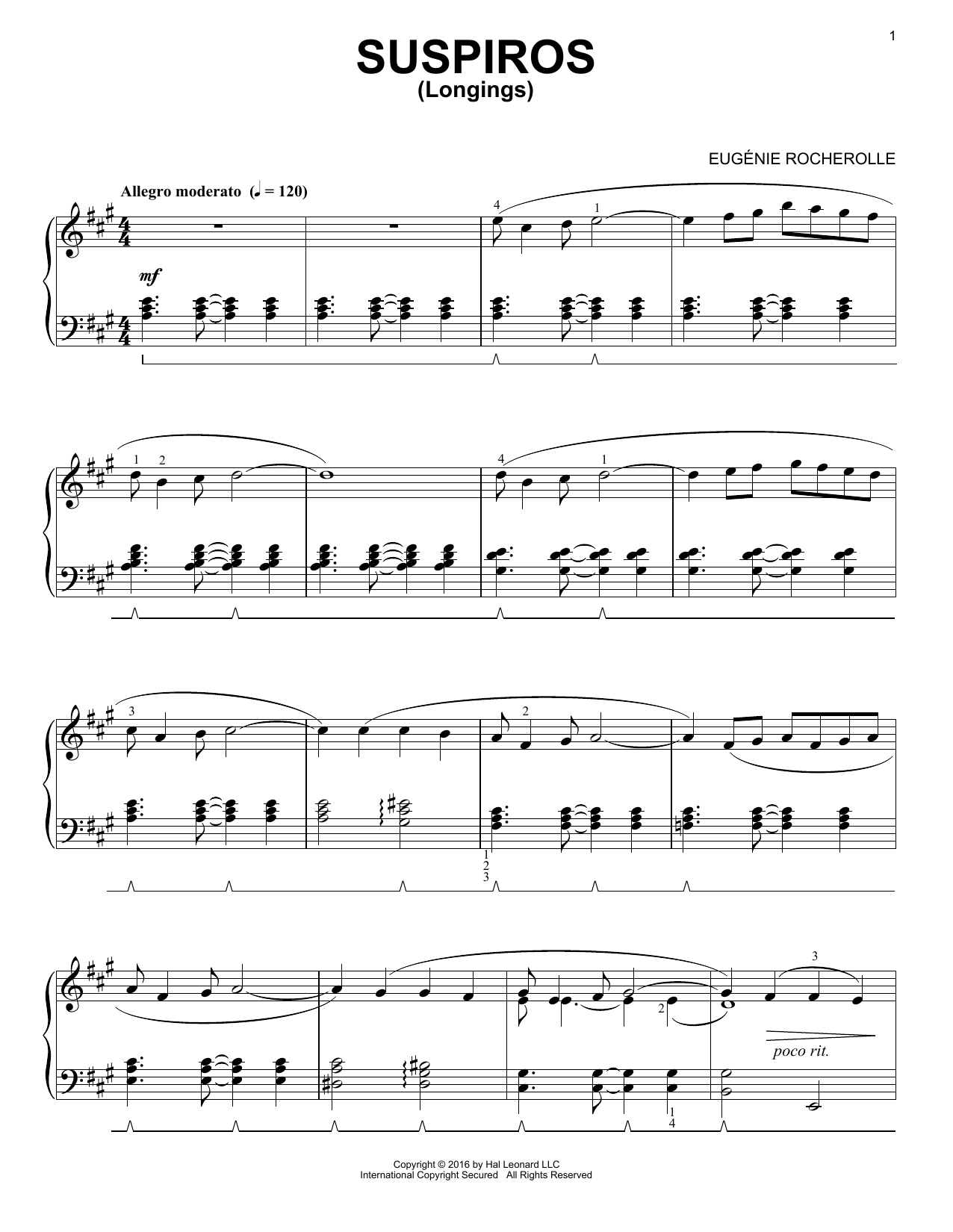 Download Eugénie Rocherolle Suspiros Sheet Music and learn how to play Piano PDF digital score in minutes
