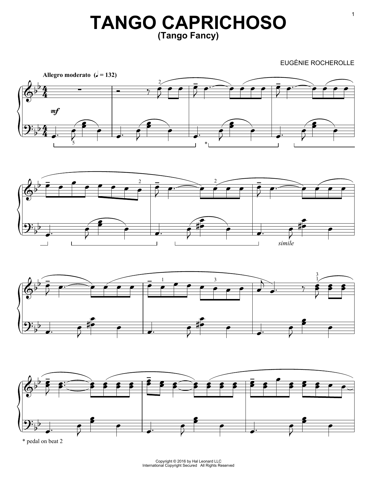 Download Eugénie Rocherolle Tango Caprichoso Sheet Music and learn how to play Piano PDF digital score in minutes