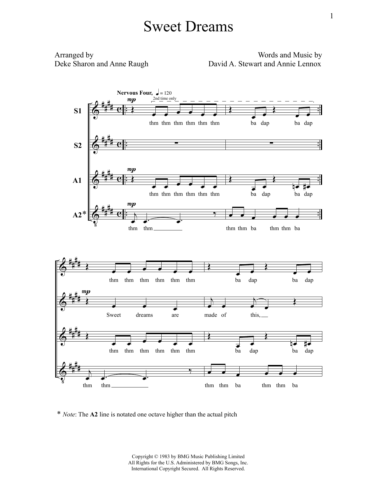 Download Deke Sharon Sweet Dreams Sheet Music and learn how to play SSAA Choir PDF digital score in minutes