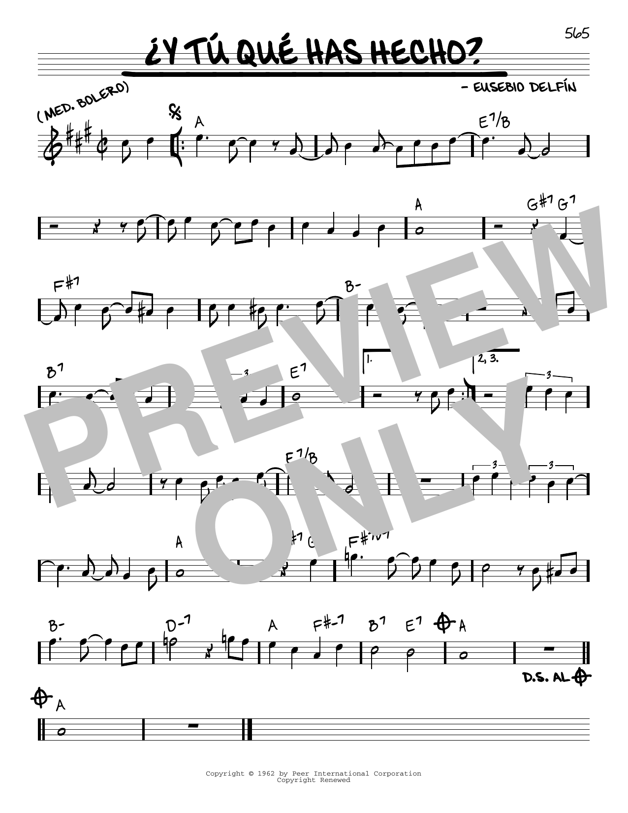 Download Eusebio Delfin ¿Y Tú Qué Has Hecho? Sheet Music and learn how to play Real Book – Melody & Chords PDF digital score in minutes