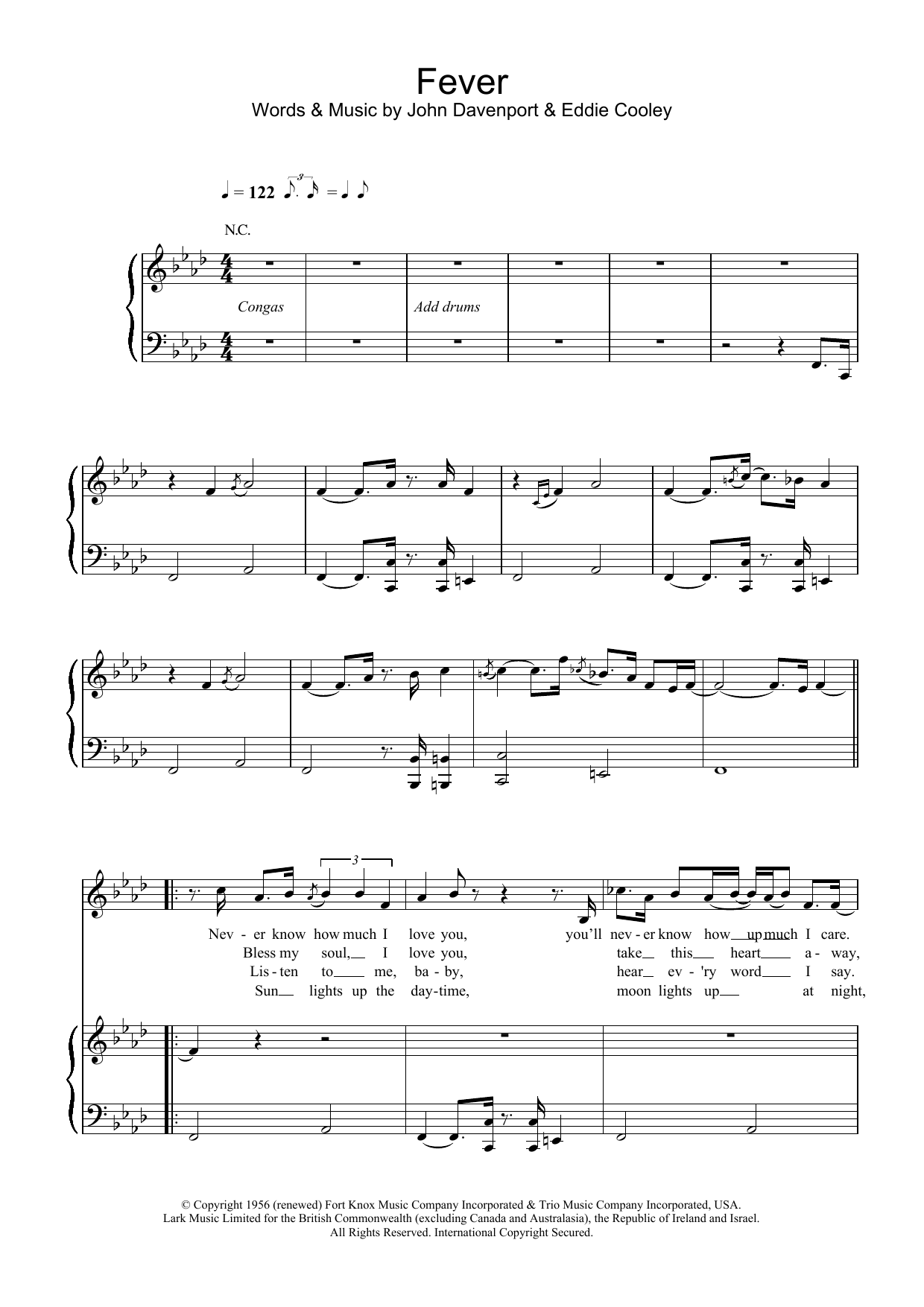 Download Eva Cassidy Fever Sheet Music and learn how to play Piano, Vocal & Guitar PDF digital score in minutes