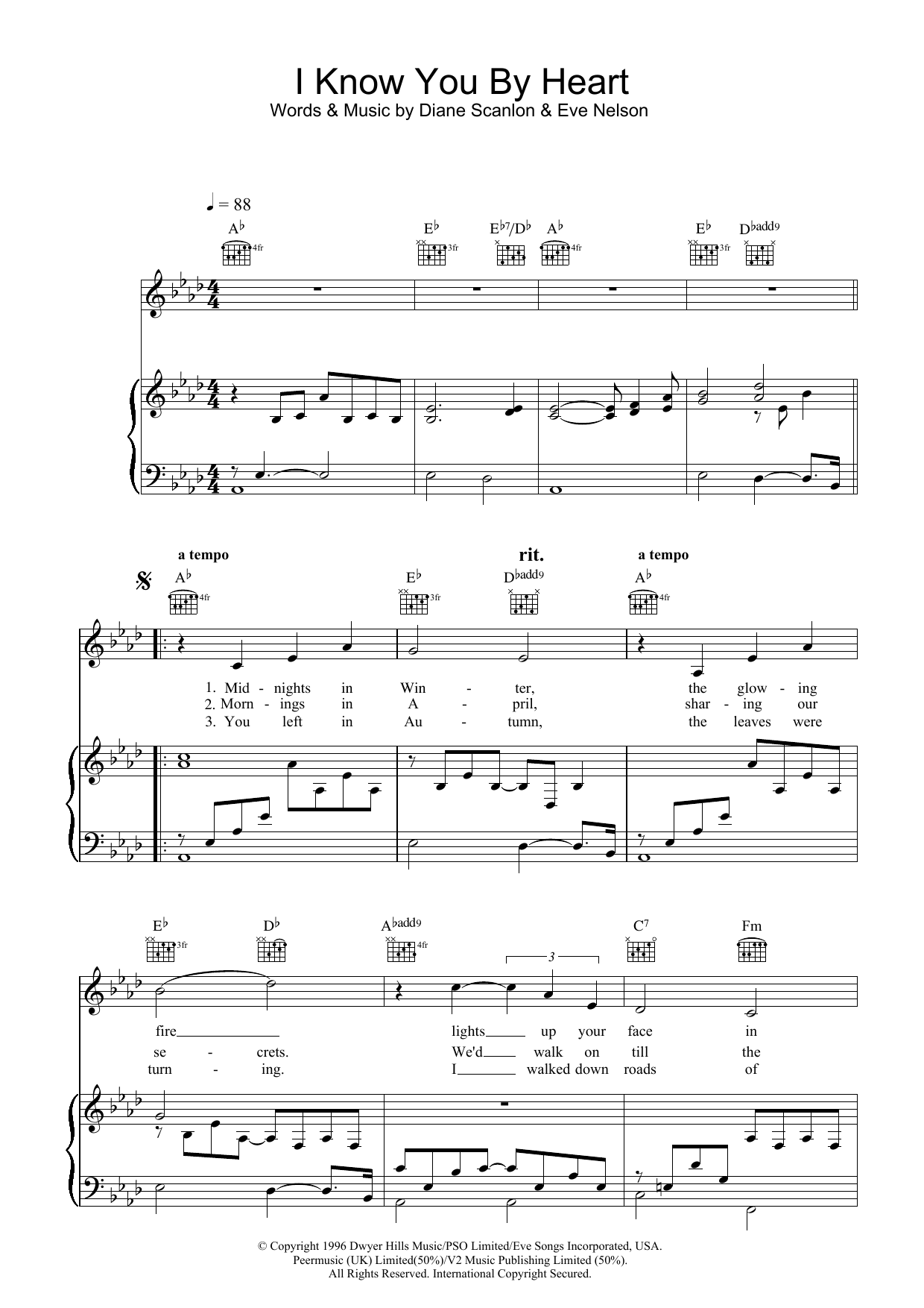Download Eva Cassidy I Know You By Heart Sheet Music and learn how to play Piano, Vocal & Guitar PDF digital score in minutes