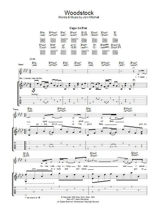 Download Eva Cassidy Woodstock Sheet Music and learn how to play Guitar Tab PDF digital score in minutes