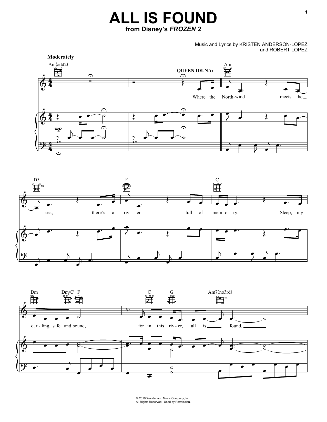 Download Evan Rachel Wood All Is Found (from Disney's Frozen 2) Sheet Music and learn how to play Lead Sheet / Fake Book PDF digital score in minutes