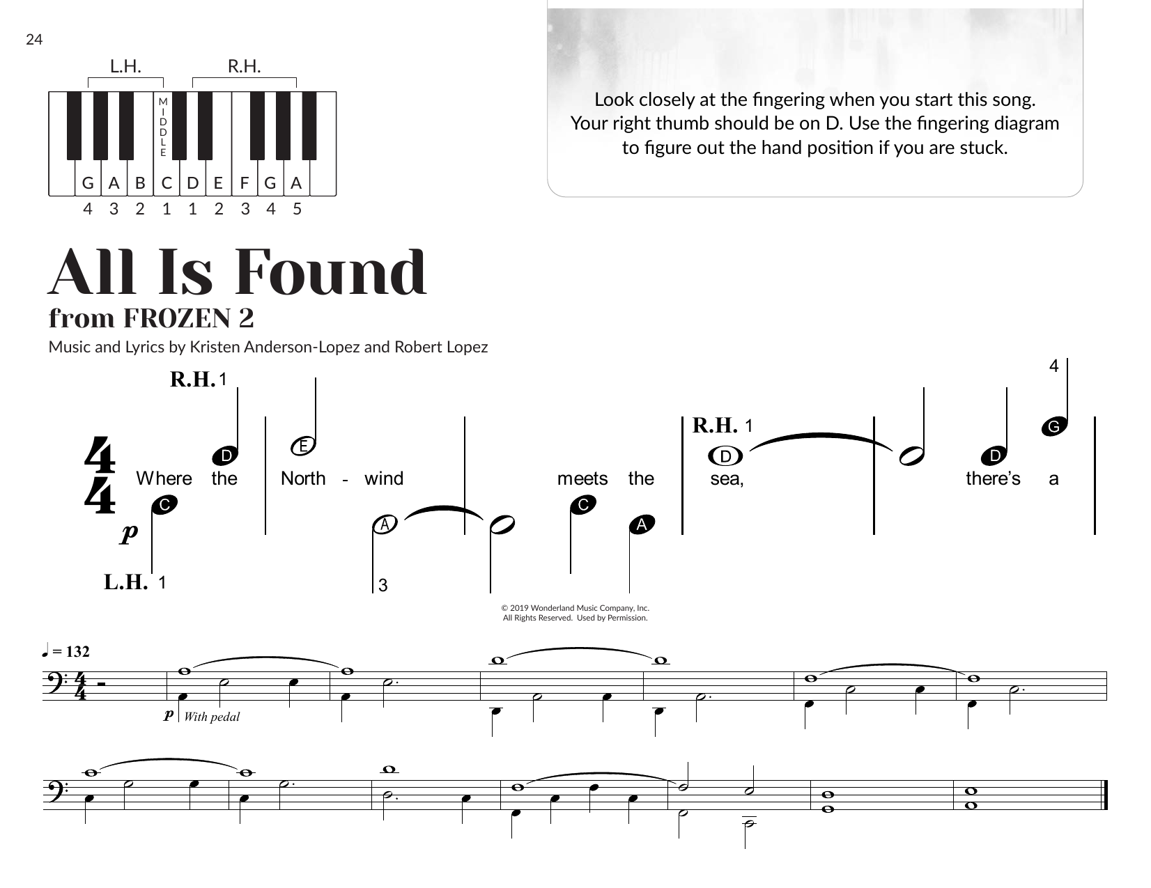 Download Evan Rachel Wood All Is Found (from Frozen 2) Sheet Music and learn how to play Very Beginner Piano PDF digital score in minutes