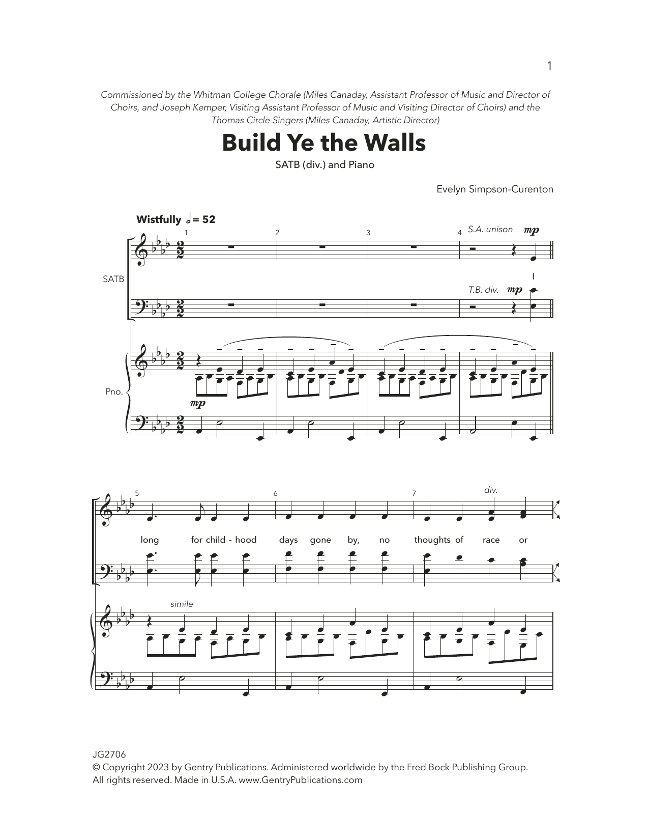 Download Evelyn Simpson-Curenton Build Ye The Walls Sheet Music and learn how to play Choir PDF digital score in minutes