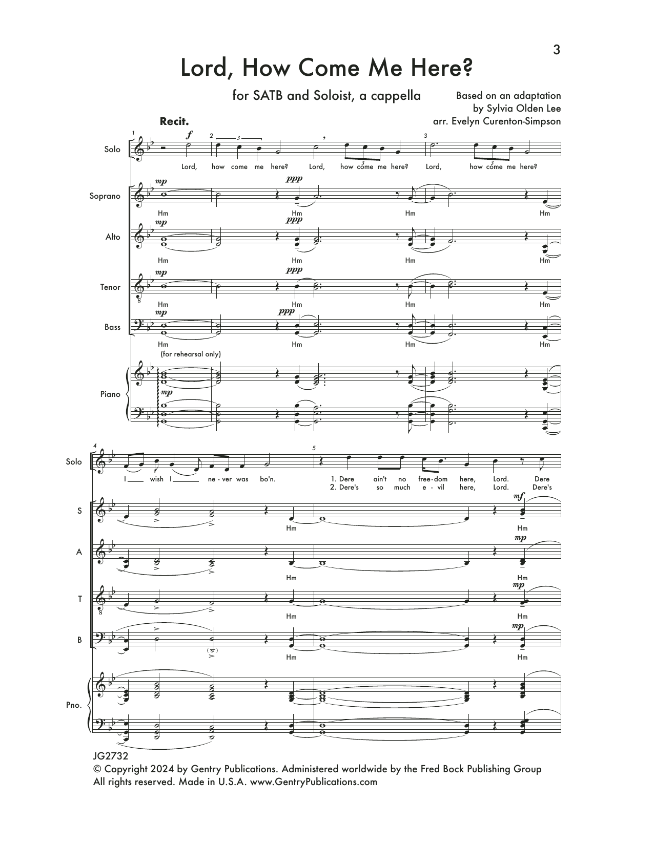 Download Evelyn Simpson-Curenton Lord, How Come Me Here? Sheet Music and learn how to play SATB Choir PDF digital score in minutes