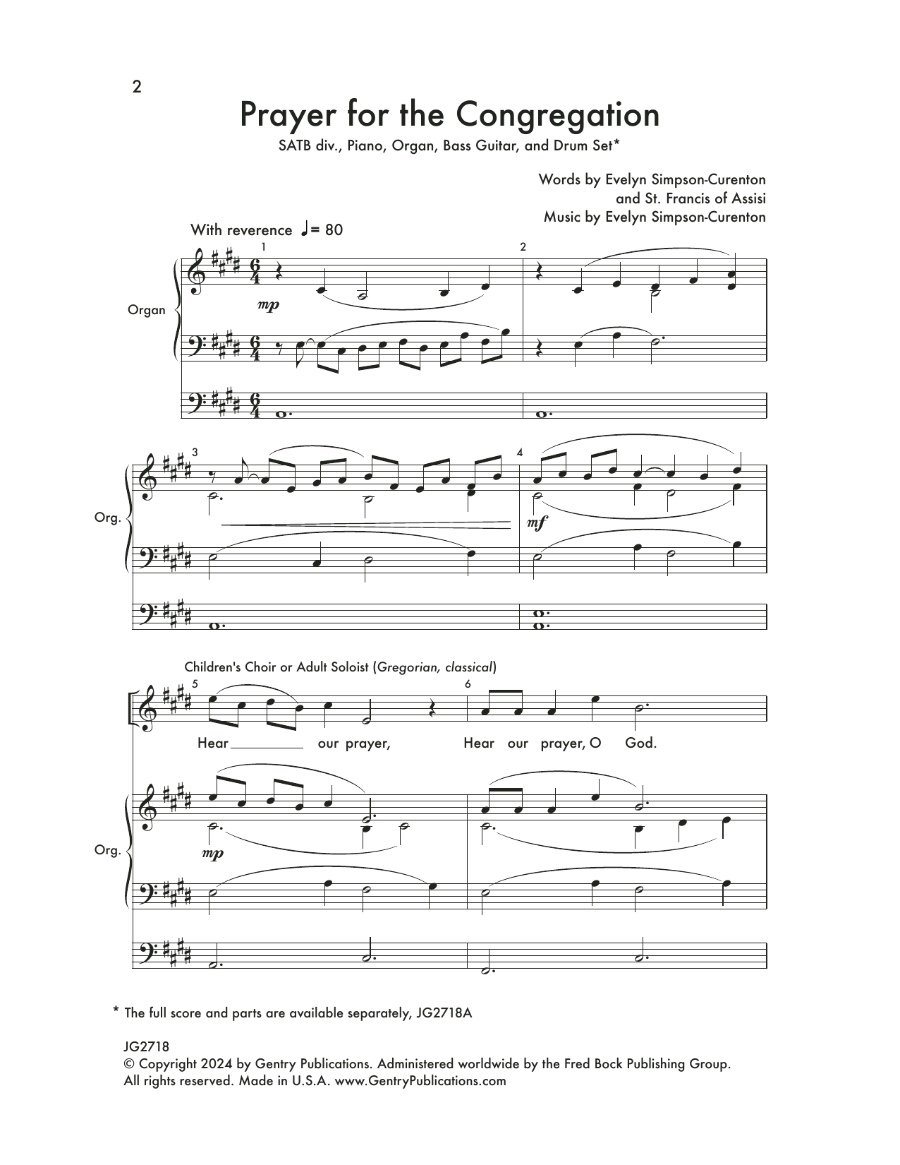 Download Evelyn Simpson-Curenton Prayer For The Congregation Sheet Music and learn how to play Choir PDF digital score in minutes