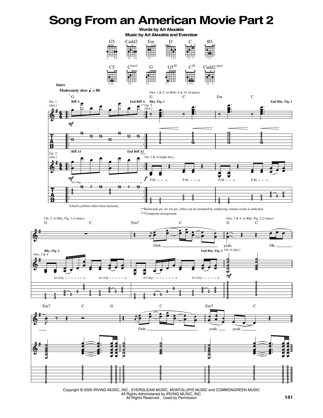 Download Everclear Song From An American Movie Part 2 Sheet Music and learn how to play Guitar Tab PDF digital score in minutes