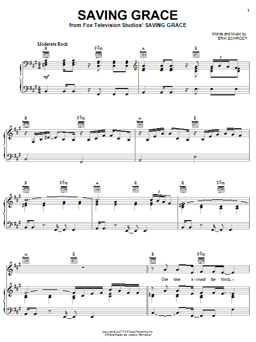 Download Everlast Saving Grace Sheet Music and learn how to play Piano, Vocal & Guitar (Right-Hand Melody) PDF digital score in minutes