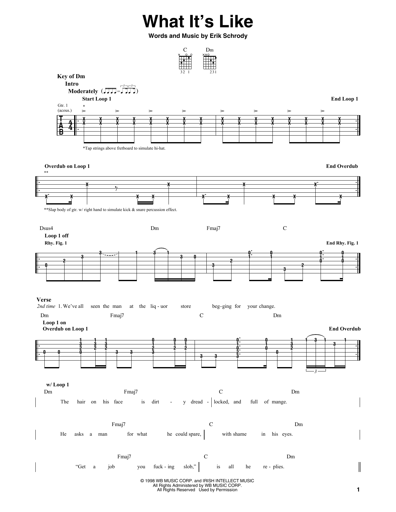 Download Everlast What's It Like Sheet Music and learn how to play Guitar Tab PDF digital score in minutes