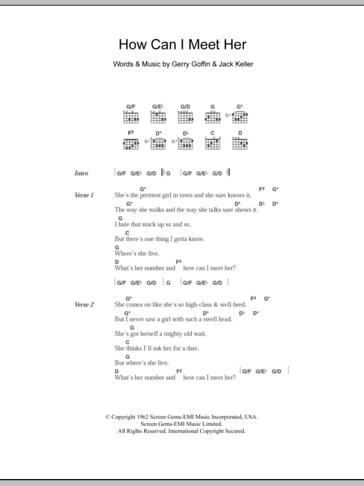 Download The Everly Brothers How Can I Meet Her Sheet Music and learn how to play Lyrics & Chords PDF digital score in minutes