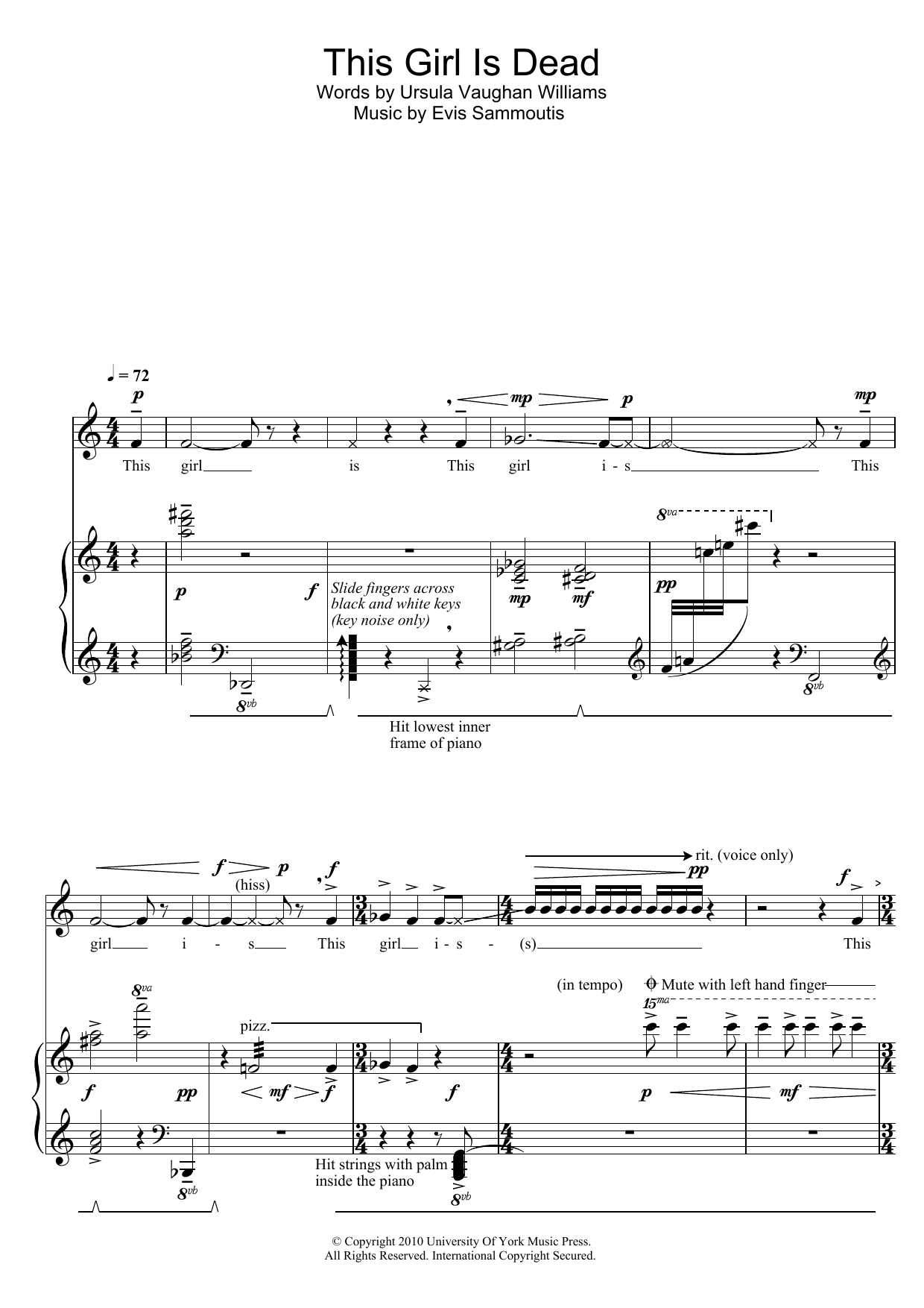 Download Evis Sammoutis This Girl Is Dead Sheet Music and learn how to play Piano & Vocal PDF digital score in minutes