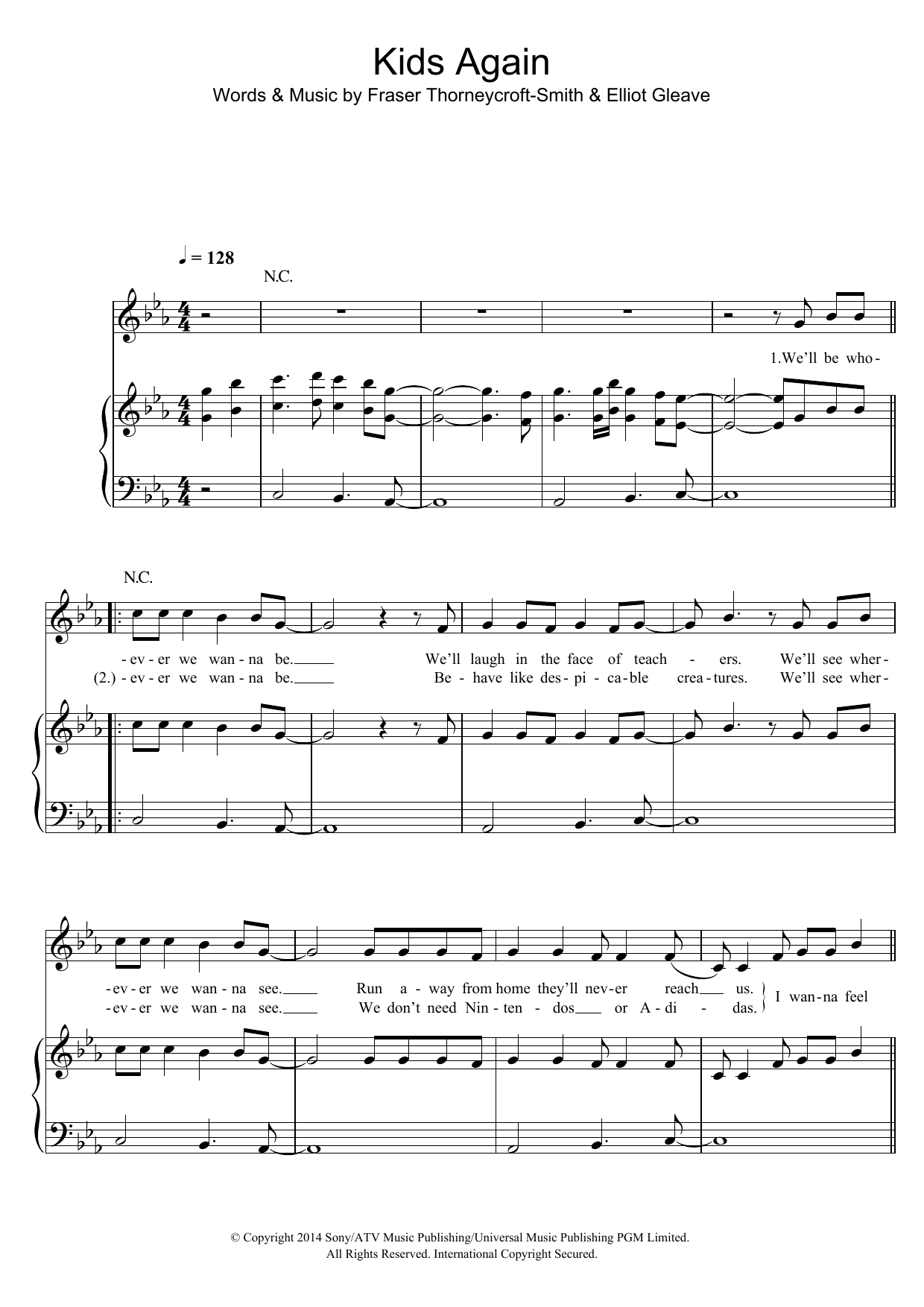 Download Example Kids Again Sheet Music and learn how to play Keyboard PDF digital score in minutes