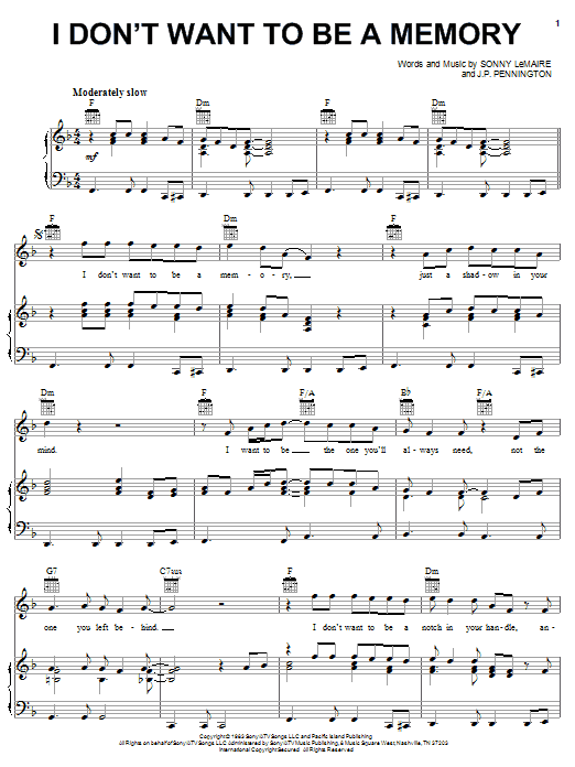 Download Exile I Don't Want To Be A Memory Sheet Music and learn how to play Piano, Vocal & Guitar (Right-Hand Melody) PDF digital score in minutes
