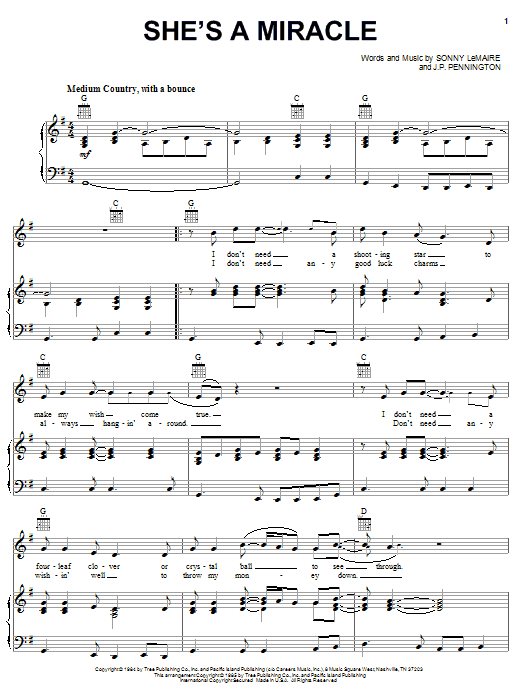 Download Exile She's A Miracle Sheet Music and learn how to play Piano, Vocal & Guitar (Right-Hand Melody) PDF digital score in minutes