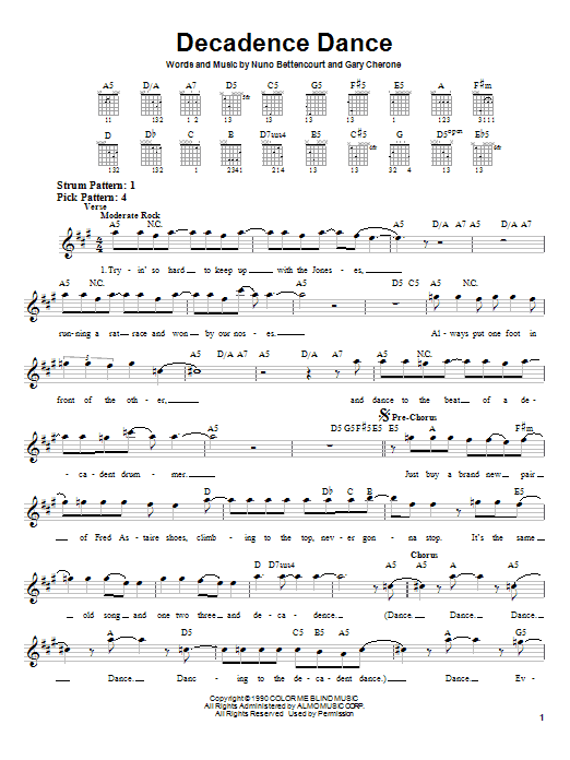 Download Extreme Decadence Dance Sheet Music and learn how to play Guitar Tab PDF digital score in minutes
