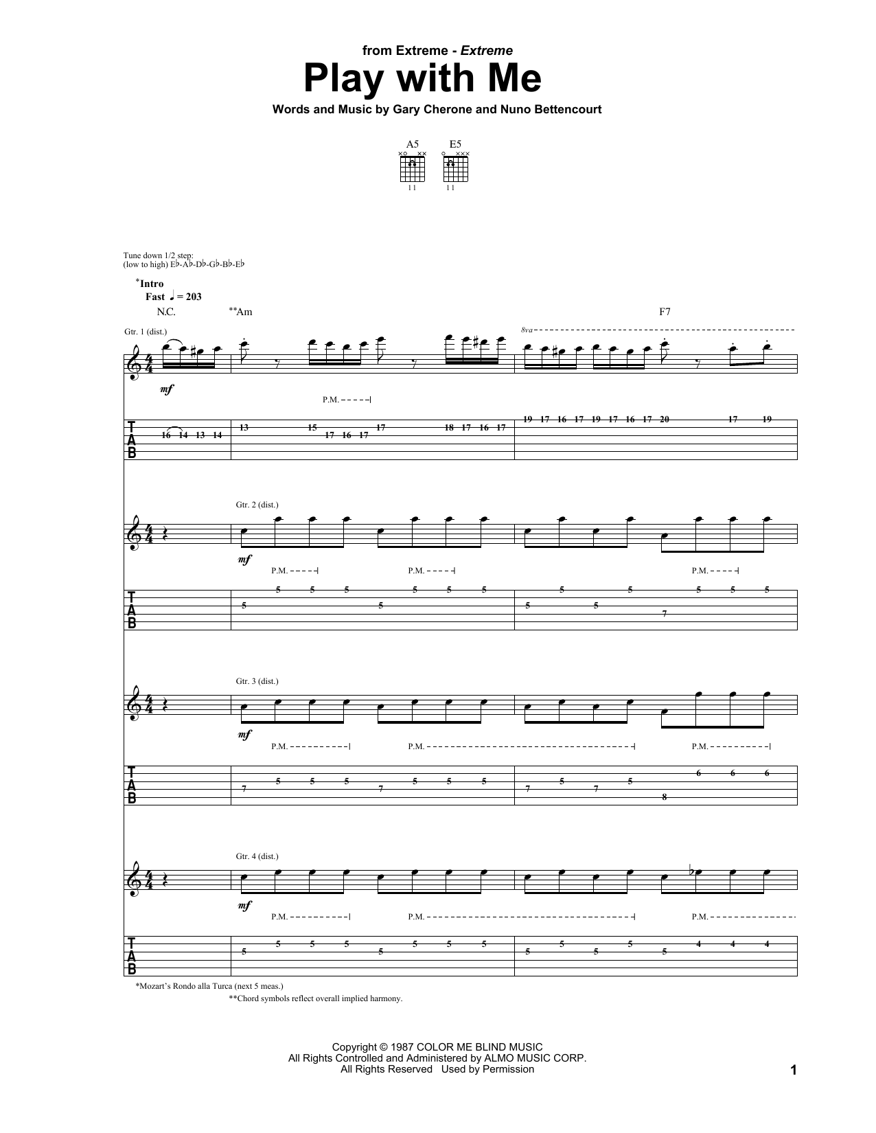 Download Extreme Play With Me Sheet Music and learn how to play Guitar Tab PDF digital score in minutes