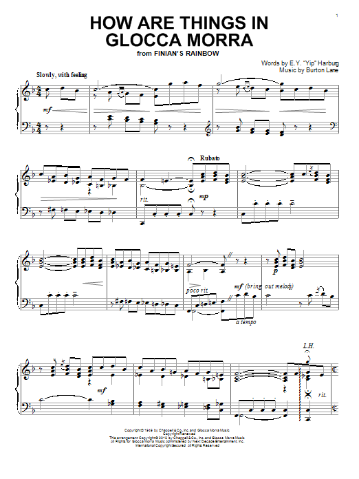 Download E.Y. Harburg How Are Things In Glocca Morra Sheet Music and learn how to play Piano PDF digital score in minutes