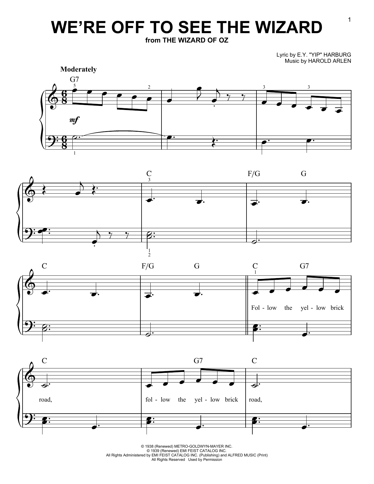 Download E.Y. Harburg We're Off To See The Wizard Sheet Music and learn how to play Easy Guitar Tab PDF digital score in minutes